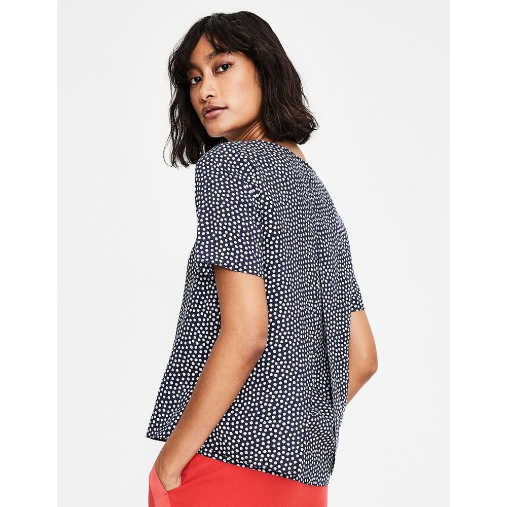 Boden Nadia Top Polka Dot Short Sleeve 100% Modal Blouse US 2 W0286